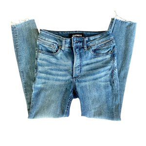 Express Jeans Stretch+ Perfect Lift Womens Jeans High Rise Ankle Raw Hem